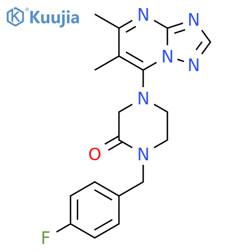 4-{5,6-dimethyl-[1,2,4]triazolo[1,5-a]pyrimidin-7-yl}-1-[(4-fluorophenyl)methyl]piperazin-2-one structure