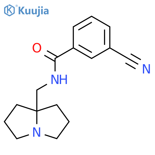 3-cyano-N-[(hexahydro-1H-pyrrolizin-7a-yl)methyl]benzamide structure