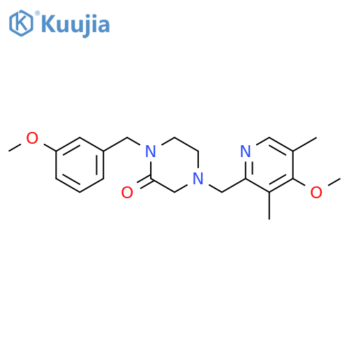 4-[(4-methoxy-3,5-dimethylpyridin-2-yl)methyl]-1-[(3-methoxyphenyl)methyl]piperazin-2-one structure