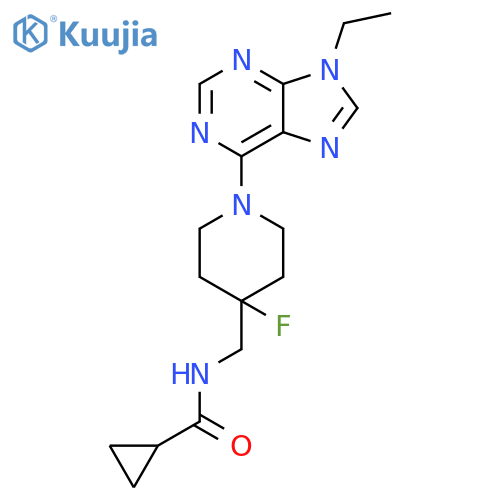 N-{[1-(9-ethyl-9H-purin-6-yl)-4-fluoropiperidin-4-yl]methyl}cyclopropanecarboxamide structure