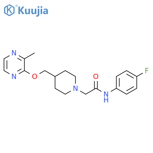 N-(4-fluorophenyl)-2-(4-{[(3-methylpyrazin-2-yl)oxy]methyl}piperidin-1-yl)acetamide structure