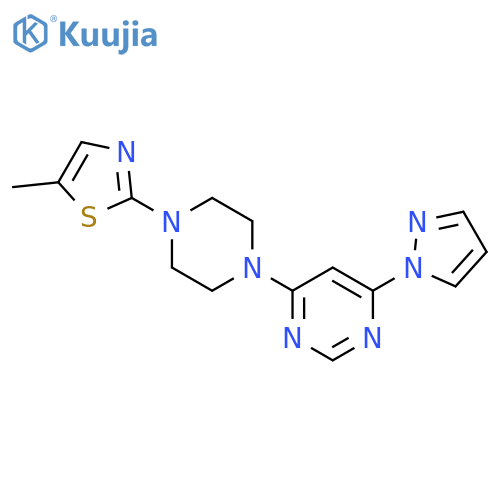 4-[4-(5-methyl-1,3-thiazol-2-yl)piperazin-1-yl]-6-(1H-pyrazol-1-yl)pyrimidine structure
