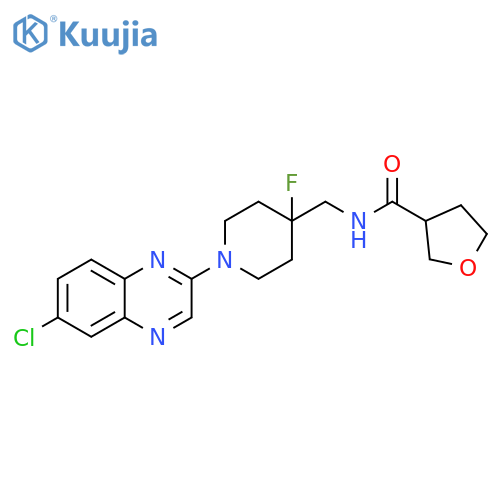 N-{[1-(6-chloroquinoxalin-2-yl)-4-fluoropiperidin-4-yl]methyl}oxolane-3-carboxamide structure