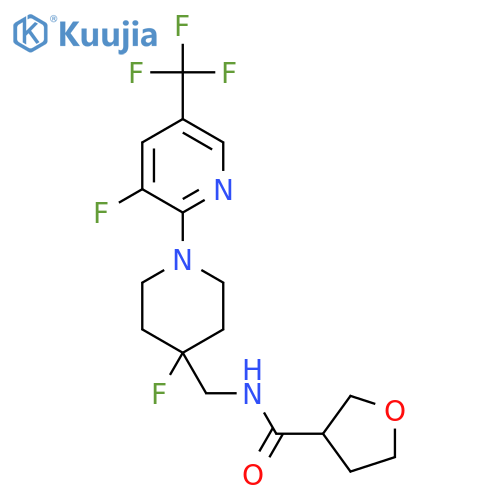 N-({4-fluoro-1-[3-fluoro-5-(trifluoromethyl)pyridin-2-yl]piperidin-4-yl}methyl)oxolane-3-carboxamide structure
