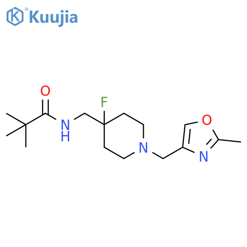 N-({4-fluoro-1-[(2-methyl-1,3-oxazol-4-yl)methyl]piperidin-4-yl}methyl)-2,2-dimethylpropanamide structure