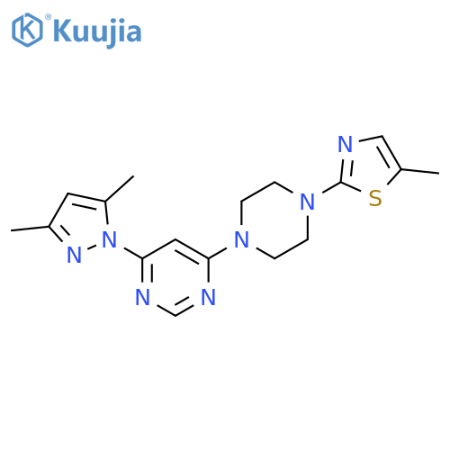 4-(3,5-dimethyl-1H-pyrazol-1-yl)-6-[4-(5-methyl-1,3-thiazol-2-yl)piperazin-1-yl]pyrimidine structure