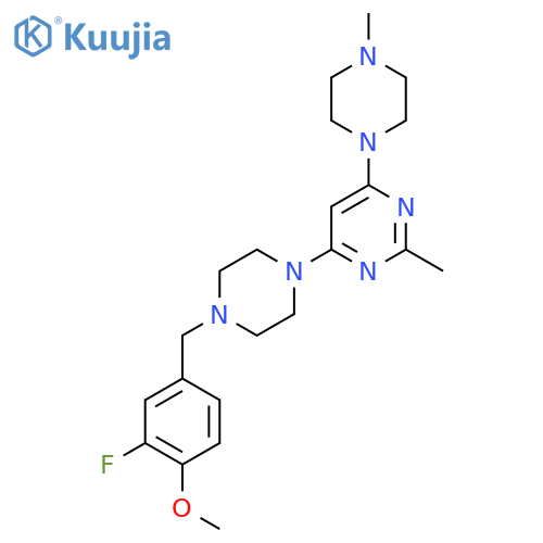 4-{4-[(3-Fluoro-4-methoxyphenyl)methyl]piperazin-1-yl}-2-methyl-6-(4-methylpiperazin-1-yl)pyrimidine structure