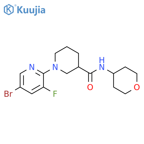 1-(5-bromo-3-fluoropyridin-2-yl)-N-(oxan-4-yl)piperidine-3-carboxamide structure