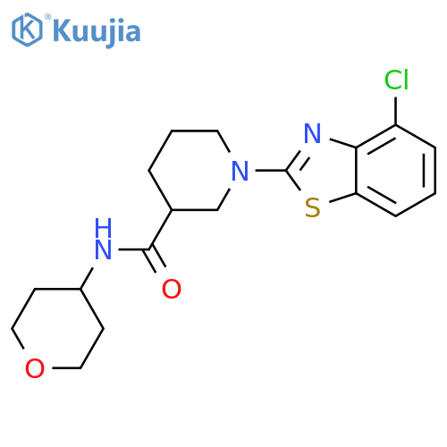 1-(4-chloro-1,3-benzothiazol-2-yl)-N-(oxan-4-yl)piperidine-3-carboxamide structure