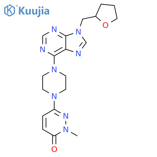 2-methyl-6-(4-{9-[(oxolan-2-yl)methyl]-9H-purin-6-yl}piperazin-1-yl)-2,3-dihydropyridazin-3-one structure