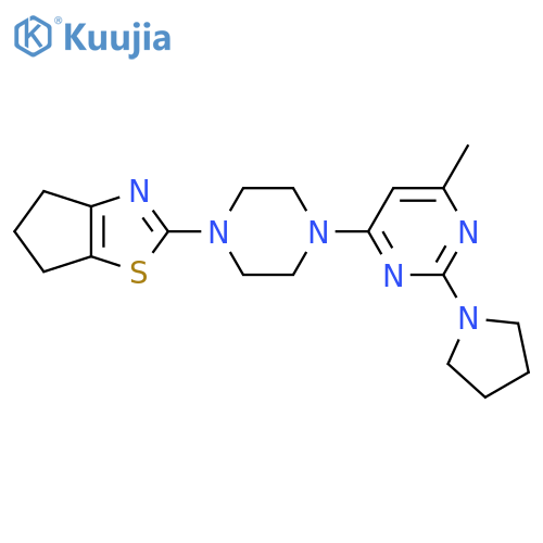 4-(4-{4H,5H,6H-cyclopenta[d][1,3]thiazol-2-yl}piperazin-1-yl)-6-methyl-2-(pyrrolidin-1-yl)pyrimidine structure