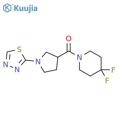 4,4-difluoro-1-[1-(1,3,4-thiadiazol-2-yl)pyrrolidine-3-carbonyl]piperidine structure