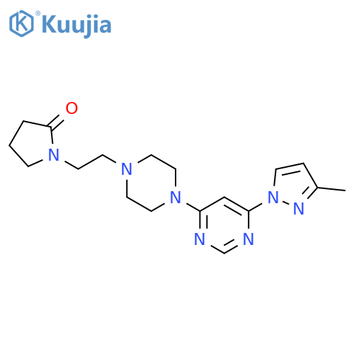 1-(2-{4-[6-(3-methyl-1H-pyrazol-1-yl)pyrimidin-4-yl]piperazin-1-yl}ethyl)pyrrolidin-2-one structure