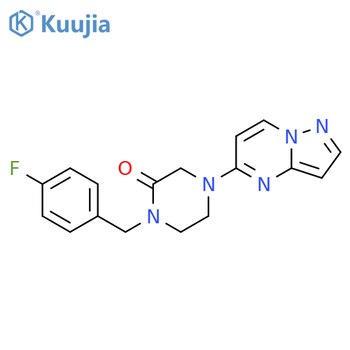 1-[(4-fluorophenyl)methyl]-4-{pyrazolo[1,5-a]pyrimidin-5-yl}piperazin-2-one structure