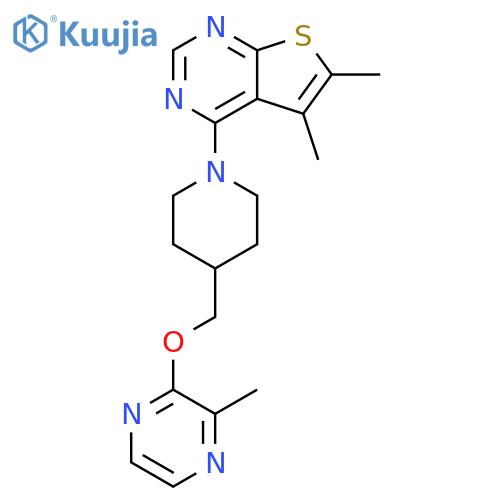 2-[(1-{5,6-dimethylthieno[2,3-d]pyrimidin-4-yl}piperidin-4-yl)methoxy]-3-methylpyrazine structure