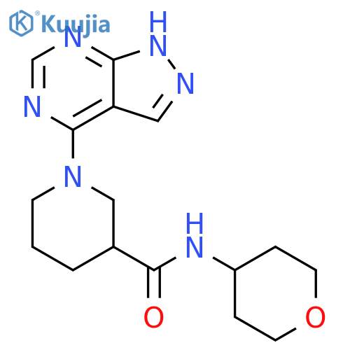 N-(oxan-4-yl)-1-{1H-pyrazolo[3,4-d]pyrimidin-4-yl}piperidine-3-carboxamide structure