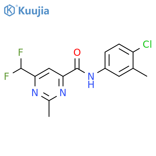 N-(4-chloro-3-methylphenyl)-6-(difluoromethyl)-2-methylpyrimidine-4-carboxamide structure