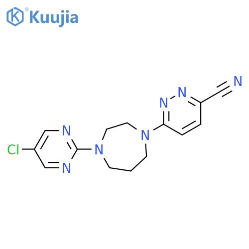 6-[4-(5-chloropyrimidin-2-yl)-1,4-diazepan-1-yl]pyridazine-3-carbonitrile structure