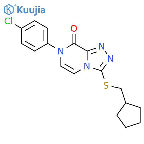 7-(4-chlorophenyl)-3-[(cyclopentylmethyl)sulfanyl]-7H,8H-[1,2,4]triazolo[4,3-a]pyrazin-8-one structure