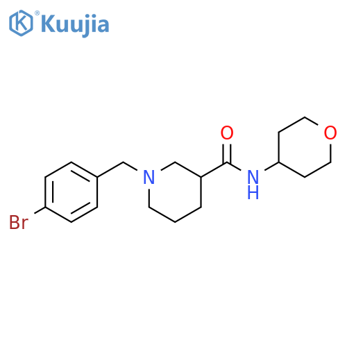 1-[(4-bromophenyl)methyl]-N-(oxan-4-yl)piperidine-3-carboxamide structure