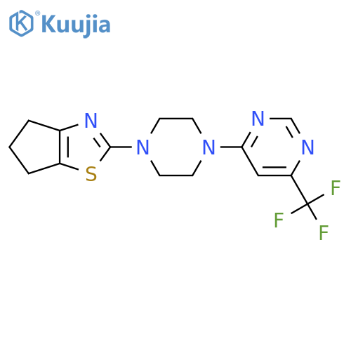 4-(4-{4H,5H,6H-cyclopenta[d][1,3]thiazol-2-yl}piperazin-1-yl)-6-(trifluoromethyl)pyrimidine structure