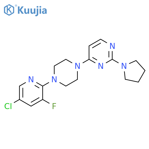 4-[4-(5-chloro-3-fluoropyridin-2-yl)piperazin-1-yl]-2-(pyrrolidin-1-yl)pyrimidine structure