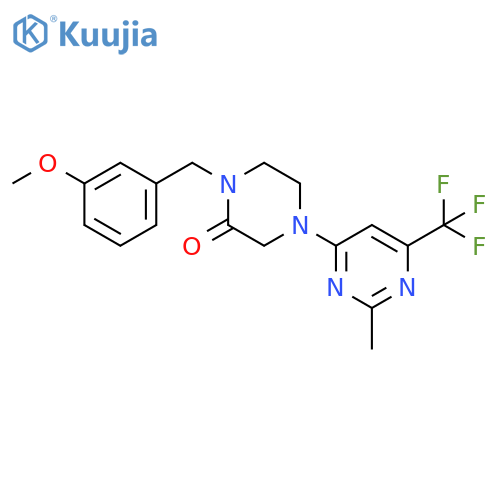 1-[(3-methoxyphenyl)methyl]-4-[2-methyl-6-(trifluoromethyl)pyrimidin-4-yl]piperazin-2-one structure
