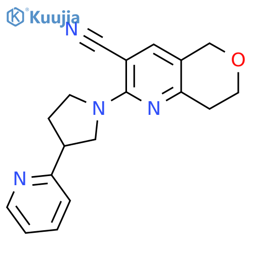 2-[3-(pyridin-2-yl)pyrrolidin-1-yl]-5H,7H,8H-pyrano[4,3-b]pyridine-3-carbonitrile structure