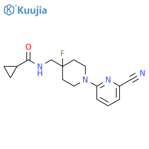 N-{[1-(6-cyanopyridin-2-yl)-4-fluoropiperidin-4-yl]methyl}cyclopropanecarboxamide structure