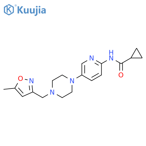 N-(5-{4-[(5-methyl-1,2-oxazol-3-yl)methyl]piperazin-1-yl}pyridin-2-yl)cyclopropanecarboxamide structure