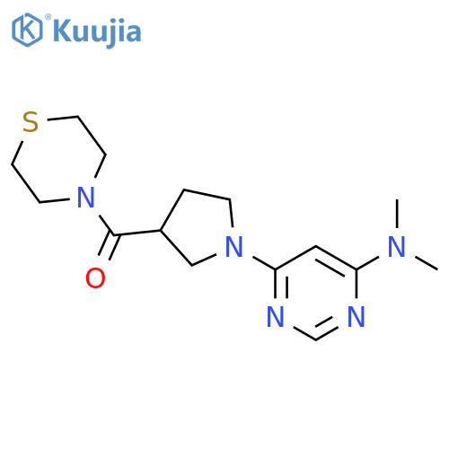 N,N-dimethyl-6-3-(thiomorpholine-4-carbonyl)pyrrolidin-1-ylpyrimidin-4-amine structure