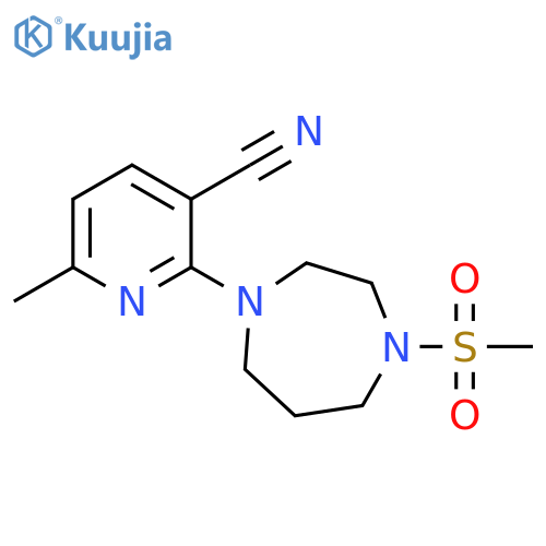 2-(4-methanesulfonyl-1,4-diazepan-1-yl)-6-methylpyridine-3-carbonitrile structure