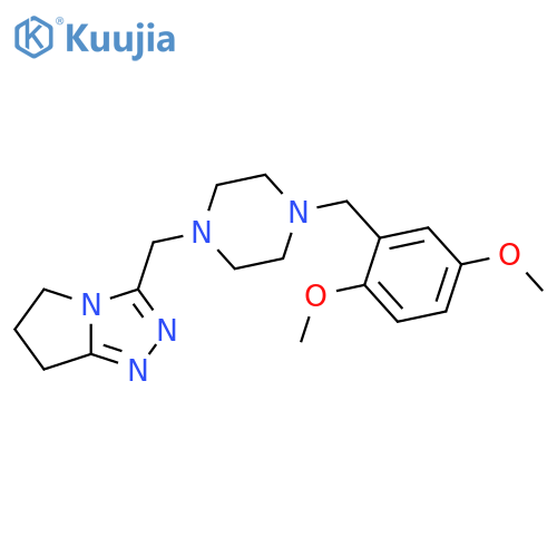 1-[(2,5-dimethoxyphenyl)methyl]-4-({5H,6H,7H-pyrrolo[2,1-c][1,2,4]triazol-3-yl}methyl)piperazine structure