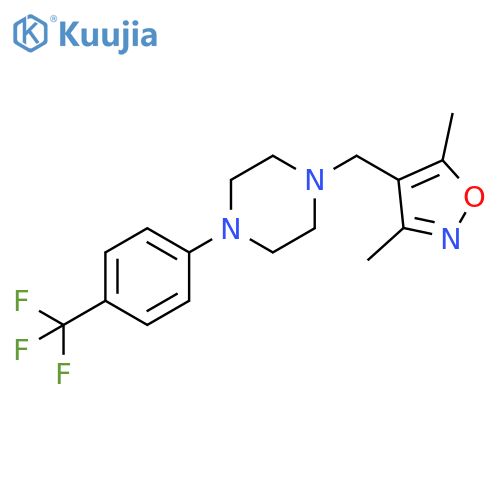 1-[(3,5-dimethyl-1,2-oxazol-4-yl)methyl]-4-[4-(trifluoromethyl)phenyl]piperazine structure