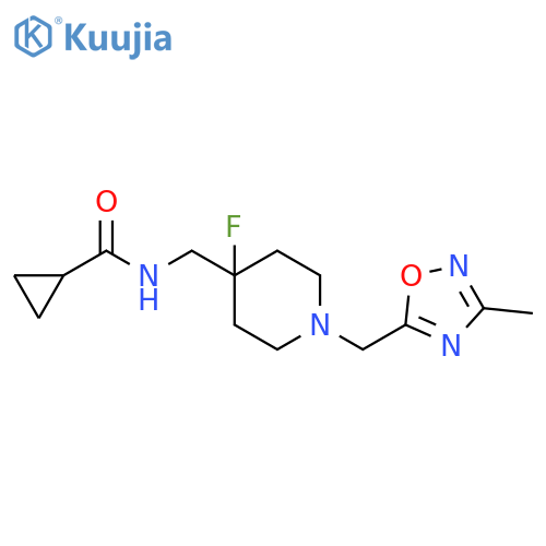 N-({4-fluoro-1-[(3-methyl-1,2,4-oxadiazol-5-yl)methyl]piperidin-4-yl}methyl)cyclopropanecarboxamide structure