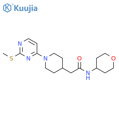 2-{1-[2-(methylsulfanyl)pyrimidin-4-yl]piperidin-4-yl}-N-(oxan-4-yl)acetamide structure