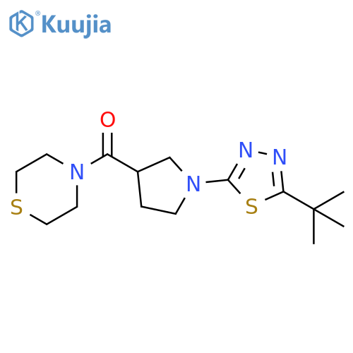 4-[1-(5-tert-butyl-1,3,4-thiadiazol-2-yl)pyrrolidine-3-carbonyl]thiomorpholine structure