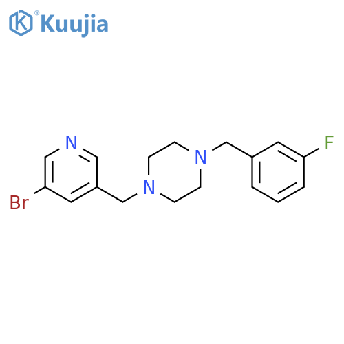 1-[(5-bromopyridin-3-yl)methyl]-4-[(3-fluorophenyl)methyl]piperazine structure