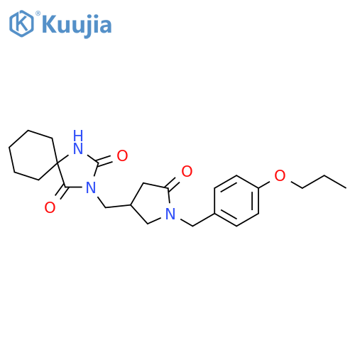 3-({5-oxo-1-(4-propoxyphenyl)methylpyrrolidin-3-yl}methyl)-1,3-diazaspiro4.5decane-2,4-dione structure