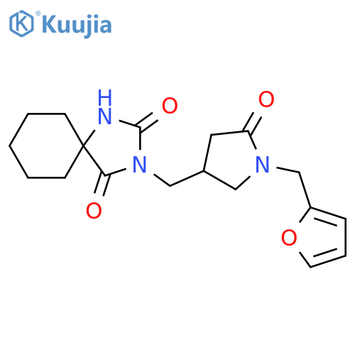 3-({1-[(furan-2-yl)methyl]-5-oxopyrrolidin-3-yl}methyl)-1,3-diazaspiro[4.5]decane-2,4-dione structure