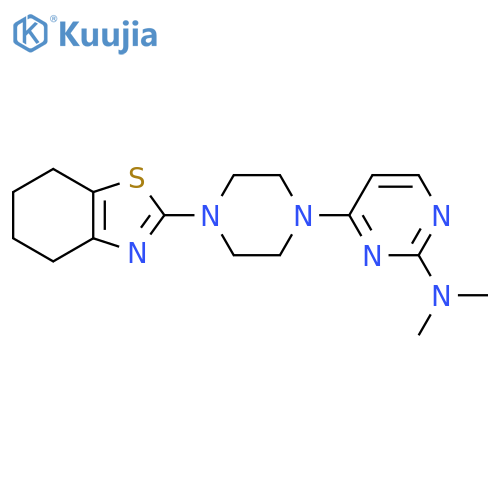 N,N-dimethyl-4-[4-(4,5,6,7-tetrahydro-1,3-benzothiazol-2-yl)piperazin-1-yl]pyrimidin-2-amine structure