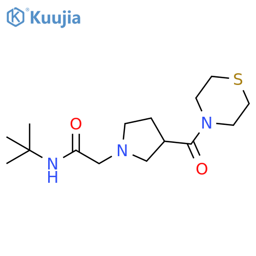 N-tert-butyl-2-[3-(thiomorpholine-4-carbonyl)pyrrolidin-1-yl]acetamide structure
