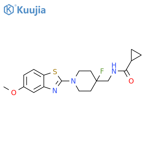 N-{[4-fluoro-1-(5-methoxy-1,3-benzothiazol-2-yl)piperidin-4-yl]methyl}cyclopropanecarboxamide structure