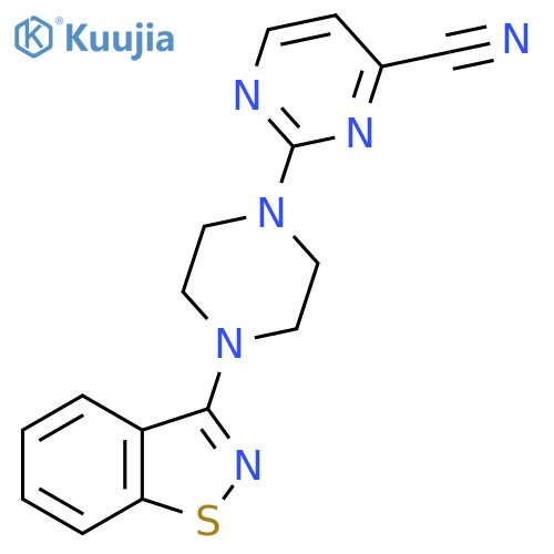 2-[4-(1,2-benzothiazol-3-yl)piperazin-1-yl]pyrimidine-4-carbonitrile structure