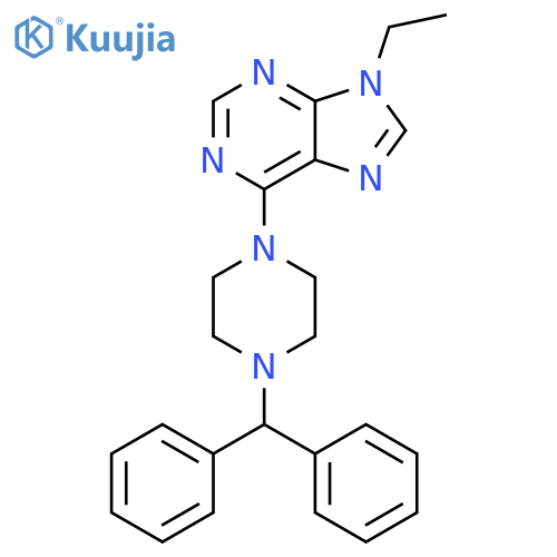 6-[4-(diphenylmethyl)piperazin-1-yl]-9-ethyl-9H-purine structure