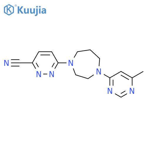 6-[4-(6-methylpyrimidin-4-yl)-1,4-diazepan-1-yl]pyridazine-3-carbonitrile structure