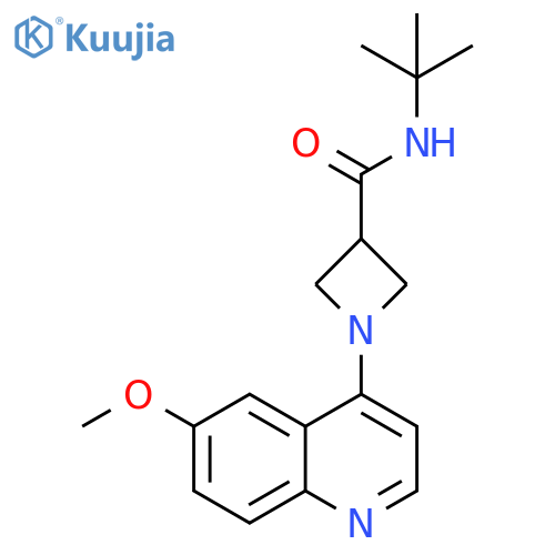 N-tert-butyl-1-(6-methoxyquinolin-4-yl)azetidine-3-carboxamide structure