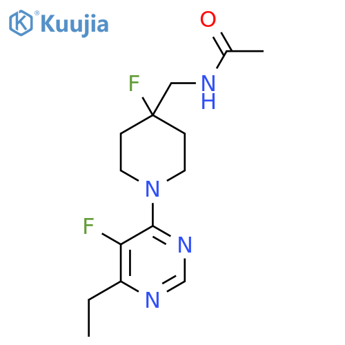 N-{[1-(6-ethyl-5-fluoropyrimidin-4-yl)-4-fluoropiperidin-4-yl]methyl}acetamide structure