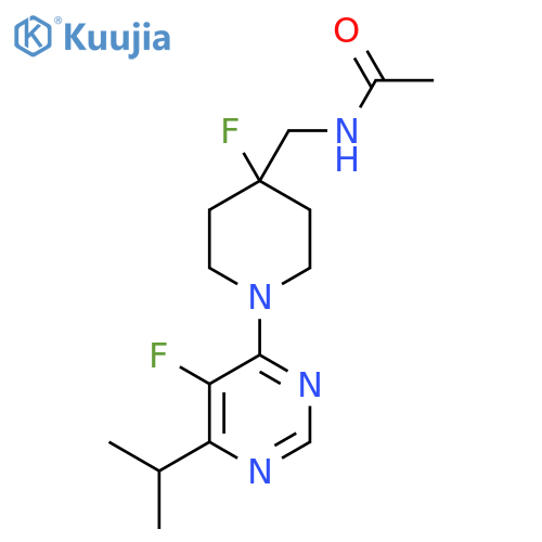 N-({4-fluoro-1-[5-fluoro-6-(propan-2-yl)pyrimidin-4-yl]piperidin-4-yl}methyl)acetamide structure