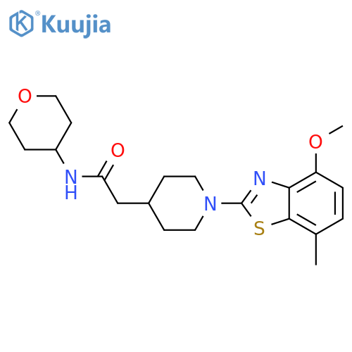 2-[1-(4-methoxy-7-methyl-1,3-benzothiazol-2-yl)piperidin-4-yl]-N-(oxan-4-yl)acetamide structure